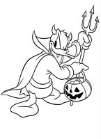 kolorowanki Kaczor Donald Disney na Halloween - do wydrukowania nr  15 - mały diabełek